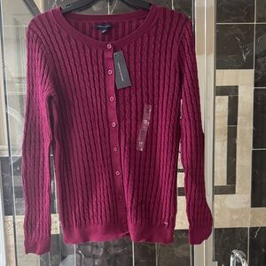 Tommy Hilfiger Women's Cable-Knit Button Cardigan - Berry Plum